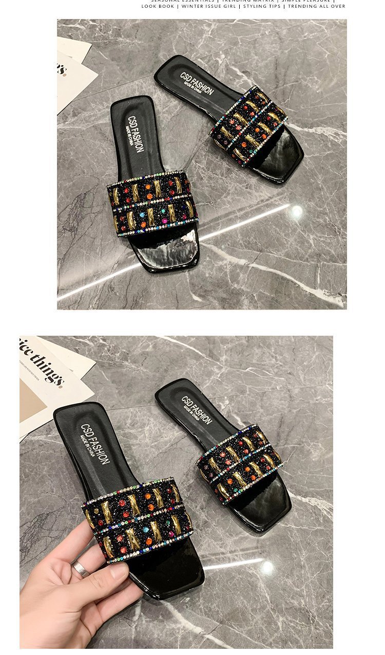 Sommer neue voller Diamant flache Unterseite Hausschuhe modische Sandalen Frauen, Outdoor-Strandschuhe für Frauen_voghion.com