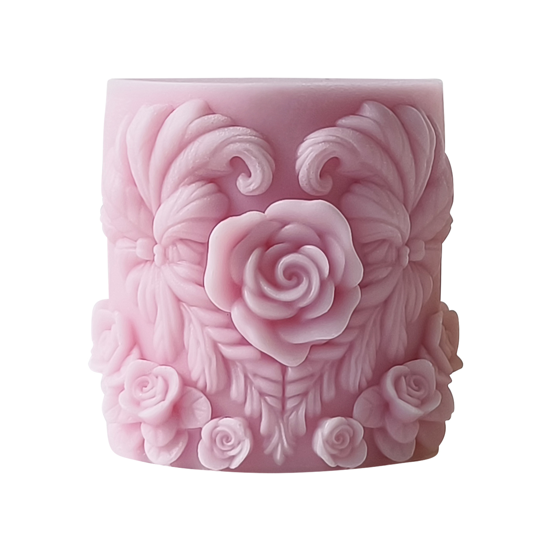 Jiahui Mei rosa cilíndrica molde de jabon de incienso DIY cilíndrico jabón hecho a mano flores vela regalo de mano