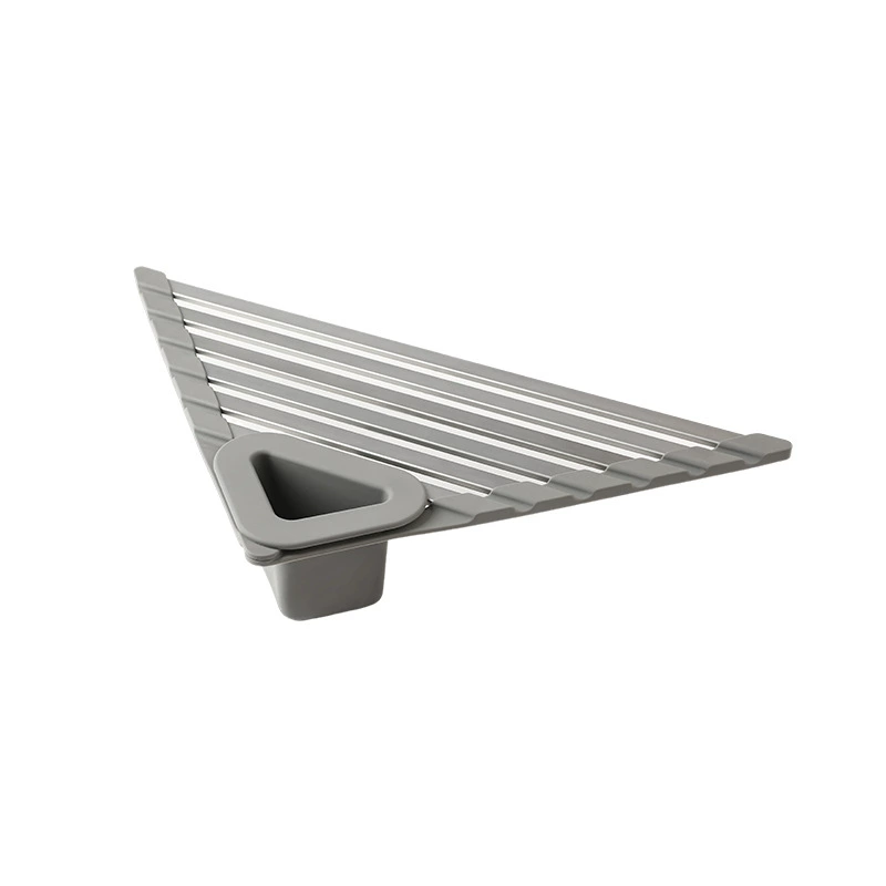 dgreohomme Kitchen Sink Drain Rack Bowl Plate Dish Corner Storage Organizer in Gray or Silver White