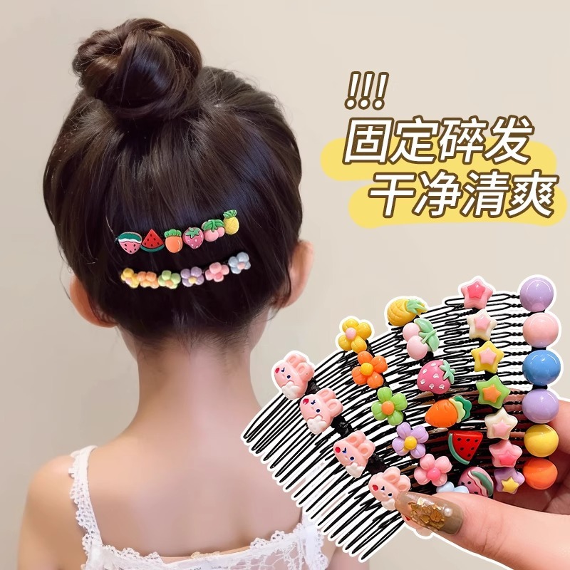子供用の散らかった髪を整理するためのコーム、新しい額前髪ヘアピン、女の子用ヘアピン、後頭部ヘアアクセサリー|undefined