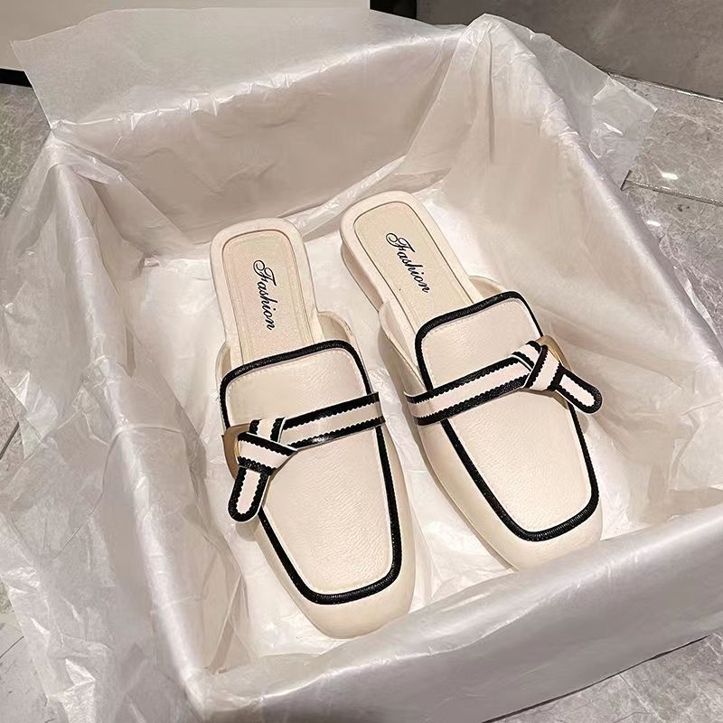 Baotou Mezzo Supporto Pantofole Estive Donna Capispalla New Net Rosso Versione Coreana Sandali e pantofole casual antiscivolo con tacco basso_voghion.com