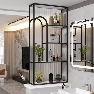 Glass Bathroom Half-Wall Screen Cabinet Entrance Simple Living Room Dry Area Washbasin Storage Rack Partition