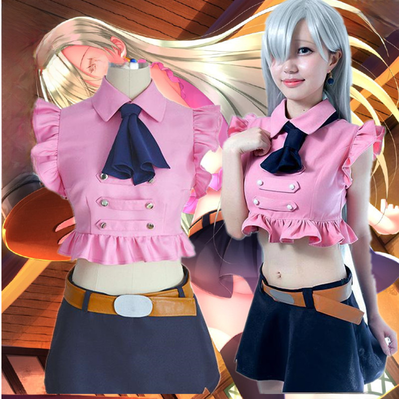 Seven Deadly Sins Cosplay Suit Seven Deadly Sins Main Character Elizabeth Cos Girl Short Skirt Four Piece Set Cosplay Costume 