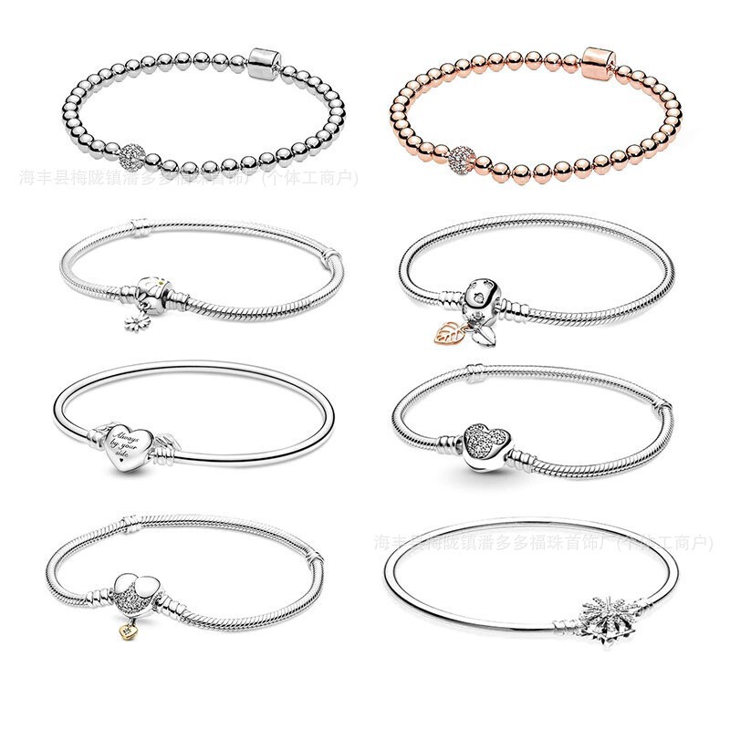 Pandora S925 Silver Heart-Shaped T-Shaped Clasp Snake Chain Bracelet, Versatile and Elegant, Light Luxury Snake Chain Pandora S925 Silver Heart-Shaped T-Shaped Clasp Snake Chain Bracelet, Versatile and Elegant, Light Luxury Snake Chain