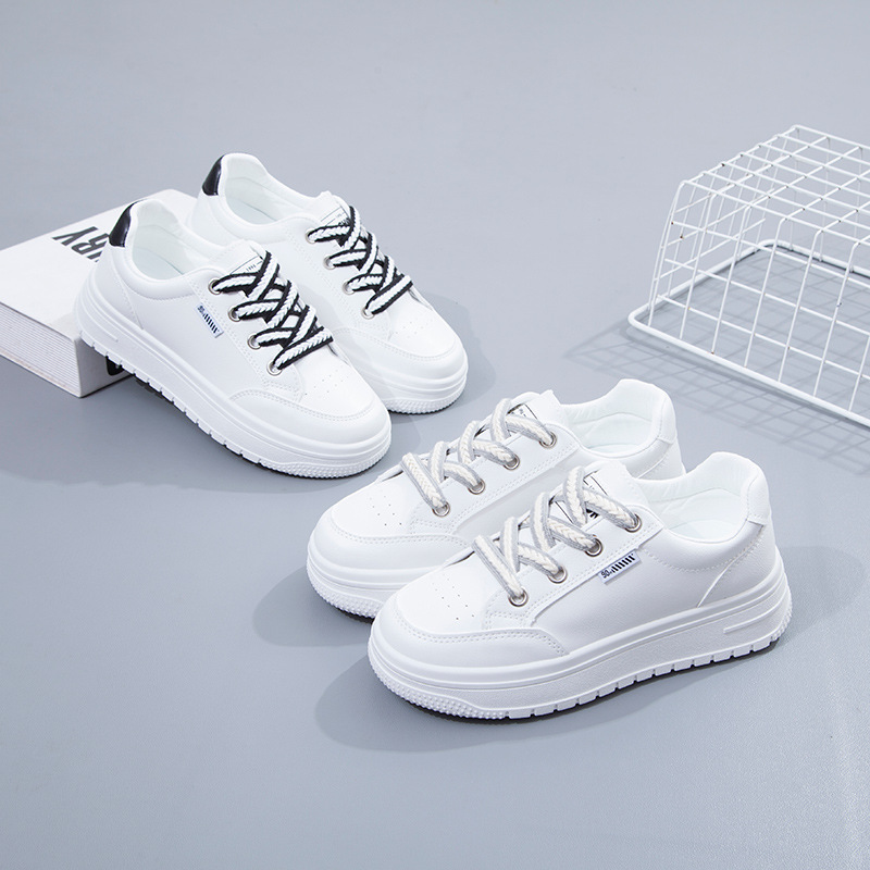 小白鞋女2023春季新款板鞋平底皮面板鞋女士休闲春鞋网红女鞋PH86