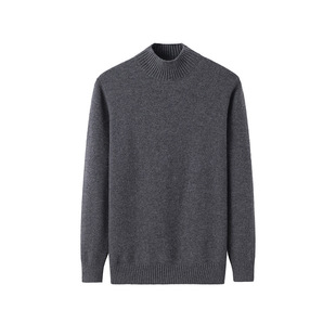 Inner Mongolia Autumn and Winter New Cashmere Pullover Men's 40 Cashmere Half Turtleneck Thickeneded Pure Color Knitted Bottoming Sweater to Heattech