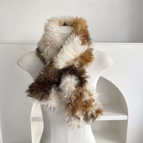 Y2K faux shearling color-blocked fur scarf, thickened, double-sided, winter new style, warm and versatile