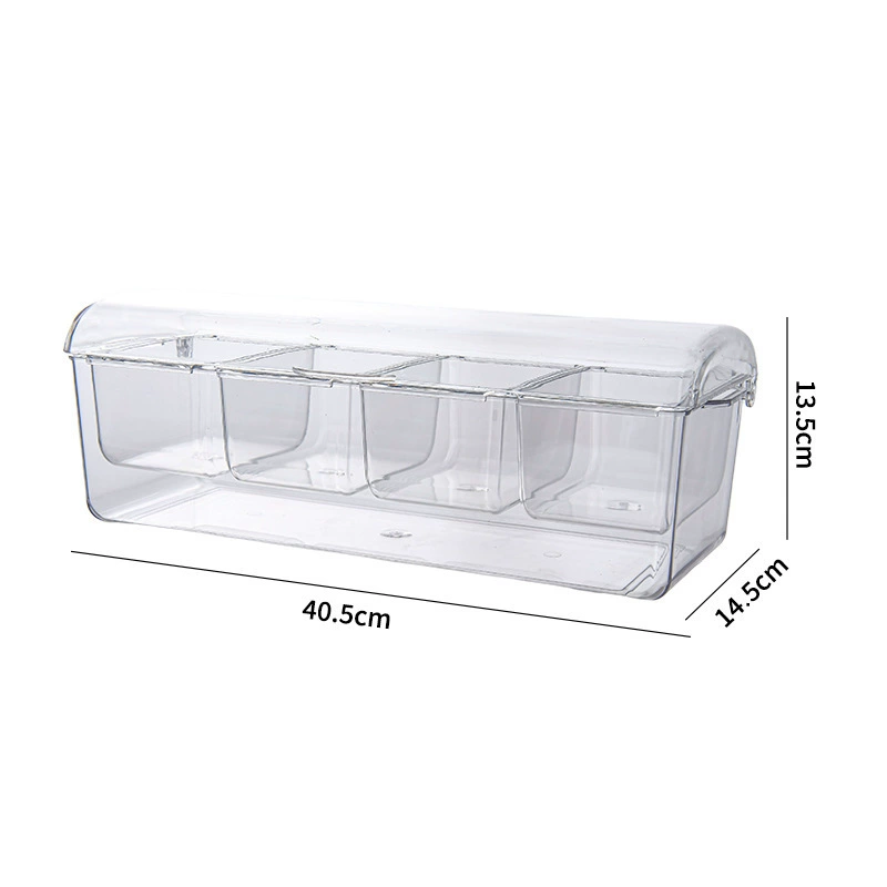 Kitchen storage box Double layer transparent rectangular with lid fresh storage box Sushi fruit salad food storage box Wholesale