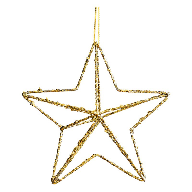 Nuevas decoraciones navideñas de bolas tridimensionales de hierro dorado con forma irregular, adornos colgantes para árboles de Navidad, suministros decorativos para crear ambiente festivo.