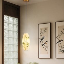 中式餐饮吊灯复古餐厅茶楼饭店中国风火锅店手绘布艺灯笼禅意吊灯