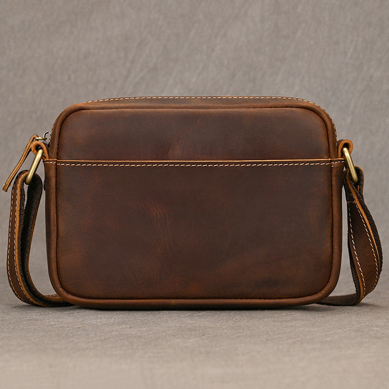 Best-selling genuine leather small crossbody bag for men, suitable for commuting and casual use, made of top-grade cowhide, vintage small square bag, cross-border Best-selling genuine leather small crossbody bag for men, suitable for commuting and casual use, made of top-grade cowhide, vintage small square bag, cross-border