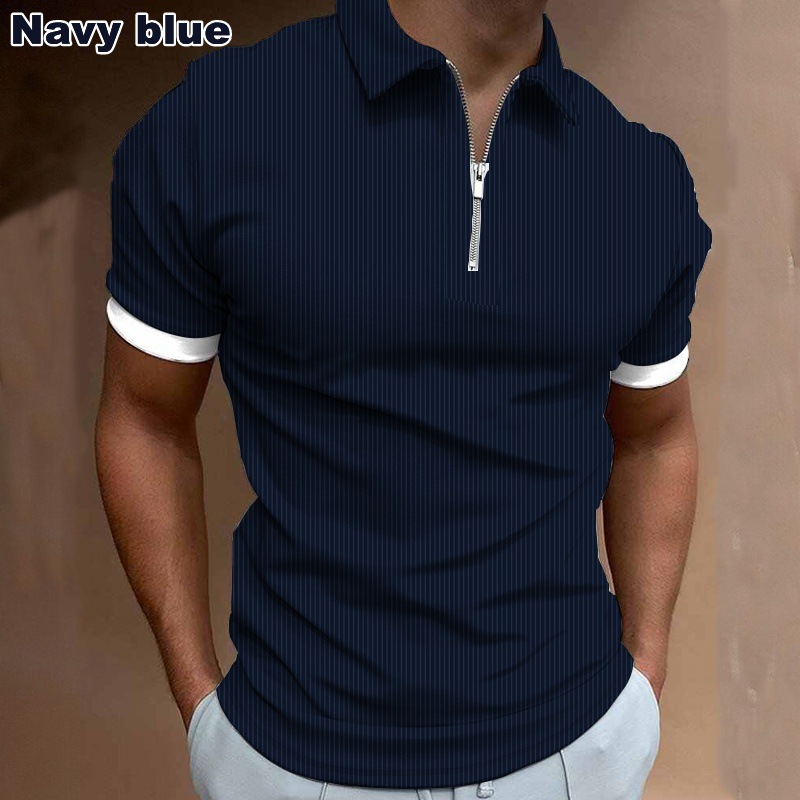 Camiseta Polo de Manga Corta con Cierre y Estampado 3D Informal para Hombre, Nueva Colección de Primavera para Exportación