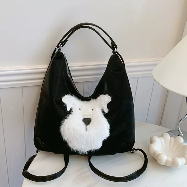 New Korean Style High-Looking Tote Bag, Cute Puppy Backpack, Large Capacity Commuting Class Cross-Body Shoulder Bag for Women