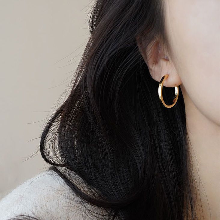 简约冷淡风素圈气质高级感圆圈耳环女2024年新款夏季耳圈耳饰