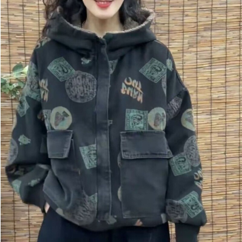 2026 Winter New Style Fleece-Lined Thick Plaid Print Hooded Cotton Jacket Casual Versatile Stylish Age-Reducing Coat for Women 2026 Winter New Style Fleece-Lined Thick Plaid Print Hooded Cotton Jacket Casual Versatile Stylish Age-Reducing Coat for Women