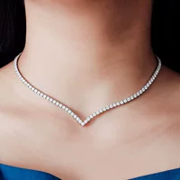 Ювелирное изделие из белого золота 14K с индивидуальным дизайном, колье с моассанитом 3 мм, универсальное, доступное роскошь, высококачественное V-образное колье с моассанитом цвета D