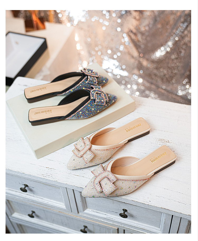 2023 spring and summer new outerwear all-match net red low-heeled sandals pointed toe Muller drag_voghion.com