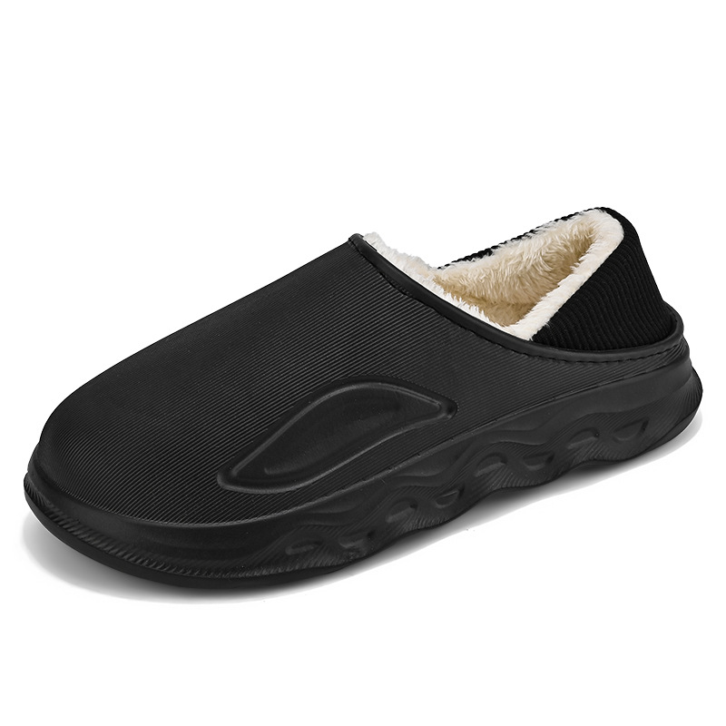 Zapatillas de algodón de los hombres de color sólido de fondo grueso hogar interior bolsa zapatillas de tacón cálido forro polar antideslizante Comercio exterior transfronterizo zapatos de algodón hombres