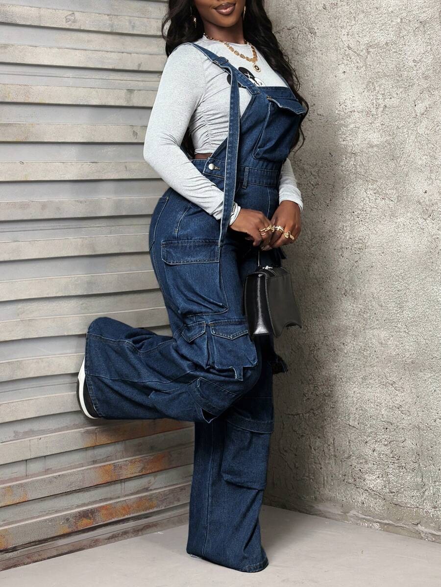 Women's Clothing Versatile Wide Leg Denim Jumpsuit Women's Work Pants Style Overalls For Formal & Casual For Women_ecoleips.com