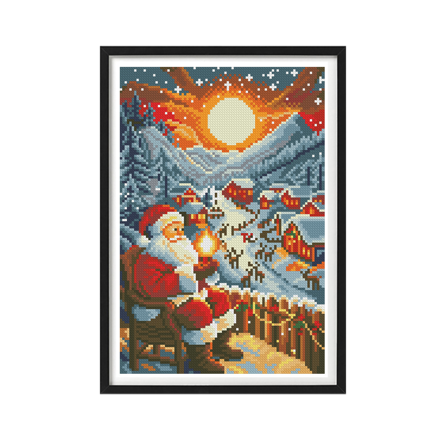 Ventas transfronterizas de Amazon al por mayor de Navidad nuevo bordado cruzado Navidad nieve crepúsculo Europa y América nieve noche decoración paisajística image 5