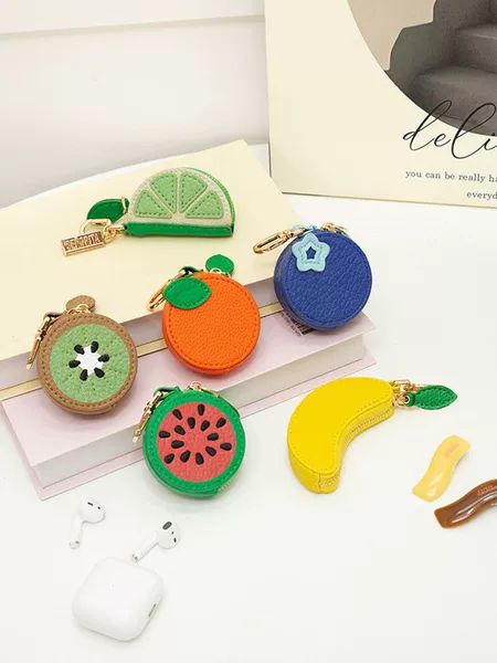 Factory Creative Cute Fruit Leather Bag Pendant, Customizable Size, Logo Shape, Keychain, Bag Decoration, Coin Purse
