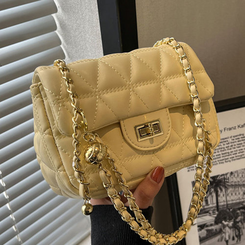 2024 New High-Quality Texture Diamond Chain Strap Women's Bag Simple Korean Style Single Shoulder Bag Fashion Trend Crossbody Small Square Bag