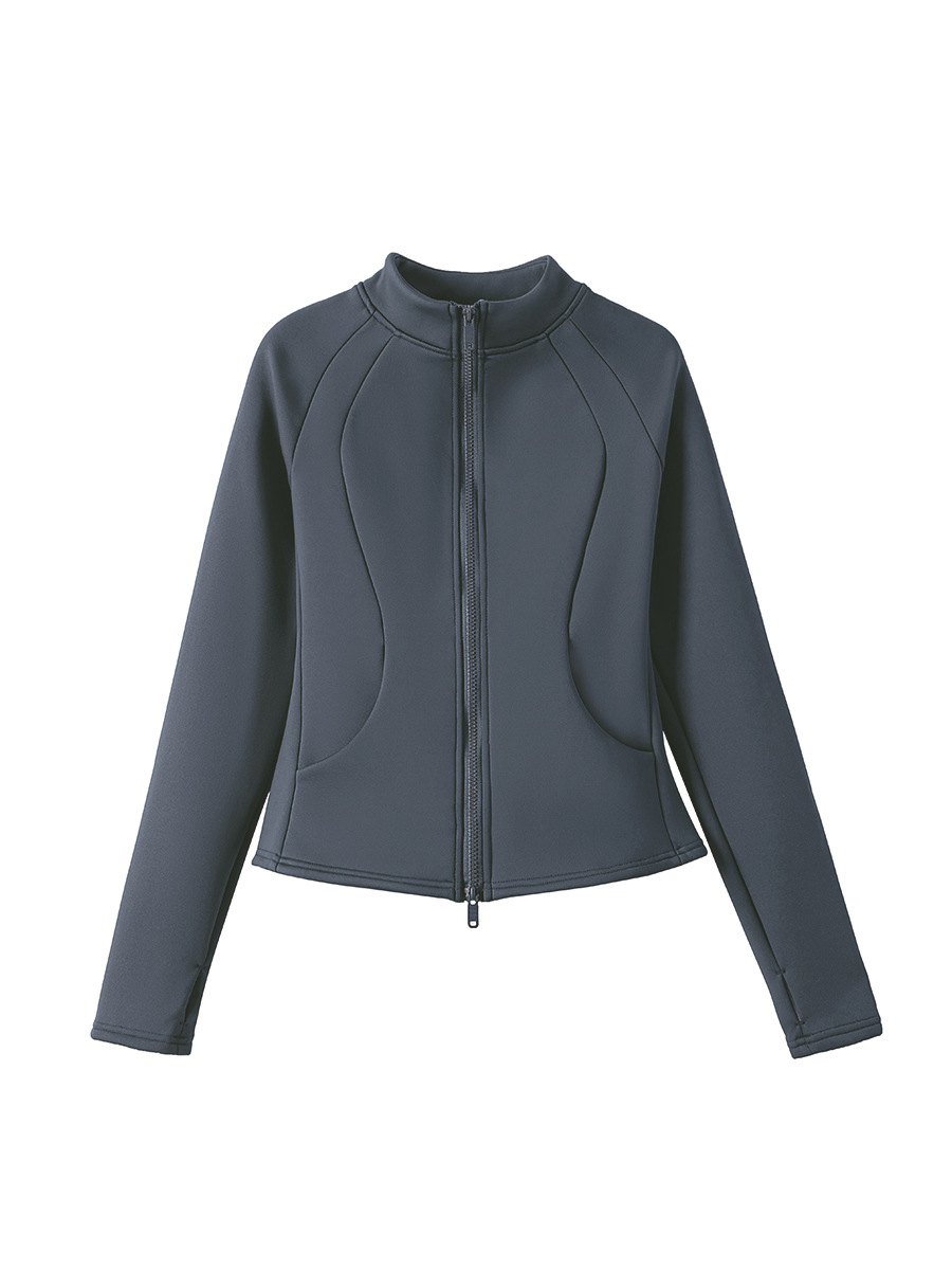 Fleece Warm Yoga Jacket Zipper Sports Fitness Top Fitness Clothing Women_desvips.com
