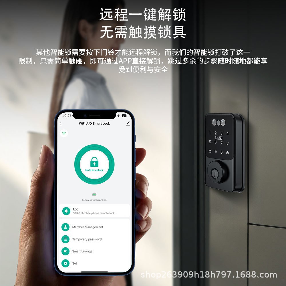 美式呆锁远程控制涂鸦WIFI智能密码锁刷卡锁人脸识别掌静脉智能锁
