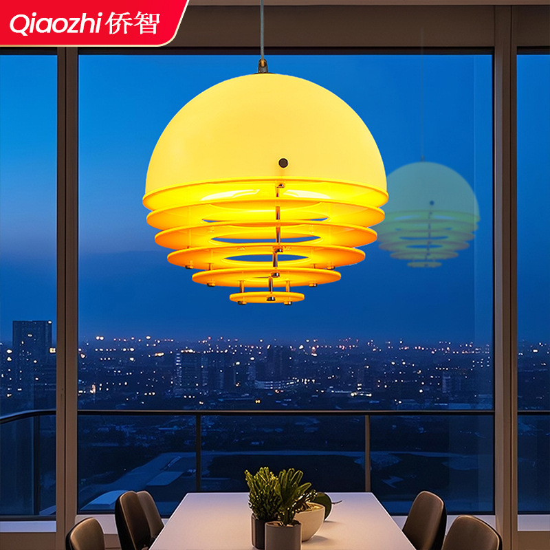 Bauhaus Vintage Restaurant Chandelier Retro Island Bar Entrance Designer Memphis Orange Atmosphere Sunset Chandelier