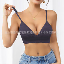 跨境专供新款大码内衣无痕无钢圈文胸女聚拢调整型防下垂深V胸罩
