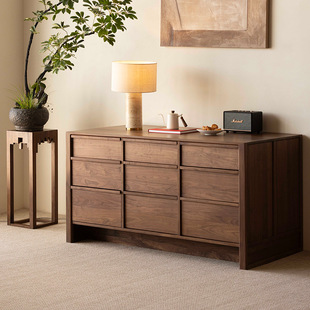 Bar Table Home Black Walnut Island Table Dining Table Integrated Side Cabinet Solid Wood Cupboard Drawer Storage Cabinet Island Cabinet