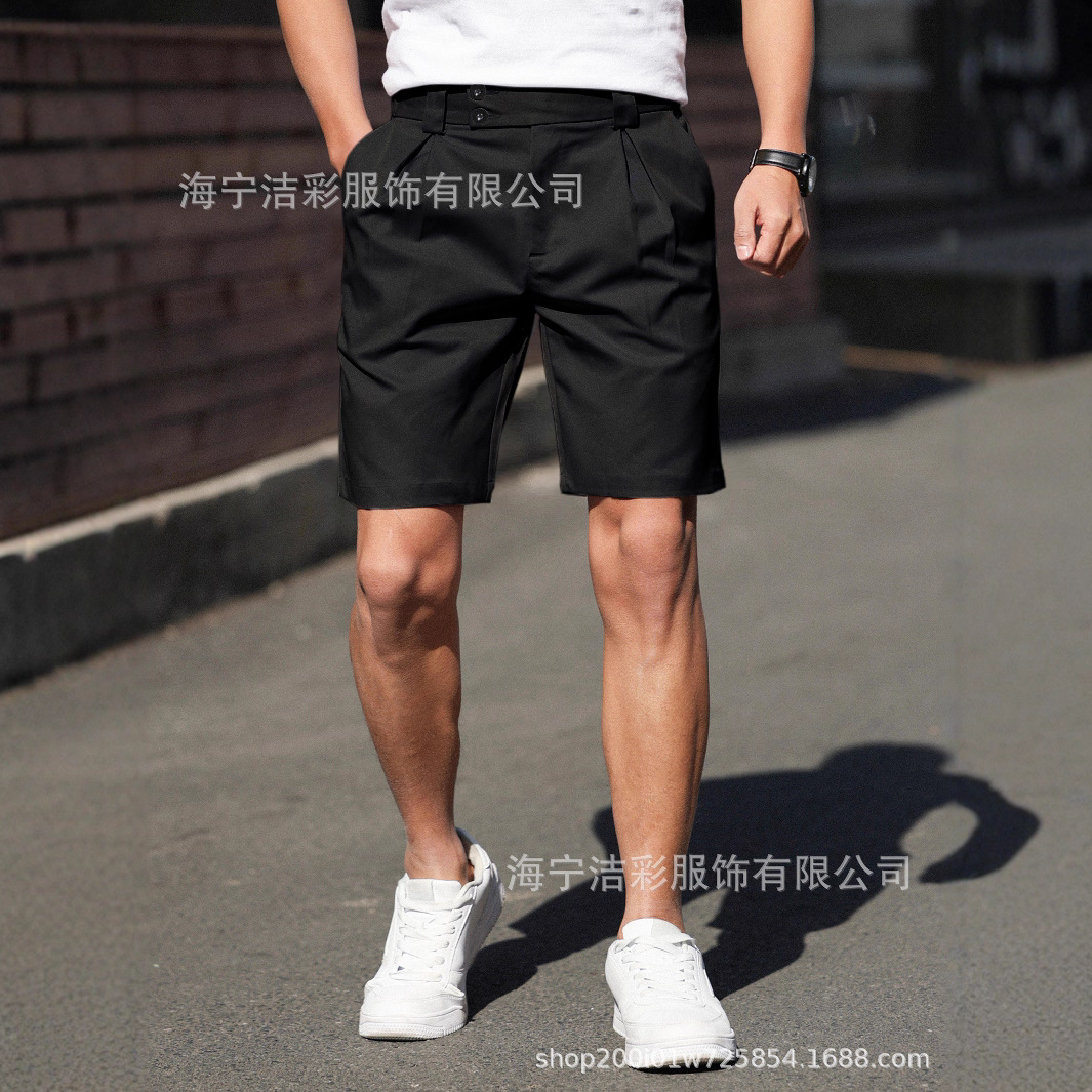 국경 간 전자상거래 남성 비즈니스 반바지 통근 캐주얼 스포츠 노다림 통기성 2025 여름 중간 허리 캐주얼