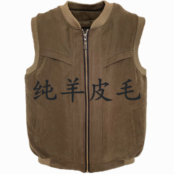 Sheepskin Fur Integrated Whole Leather Lining Can Be Separated Lambskin Vest Thickeneded Thermal Vest Real Sheepskin Vest for Men