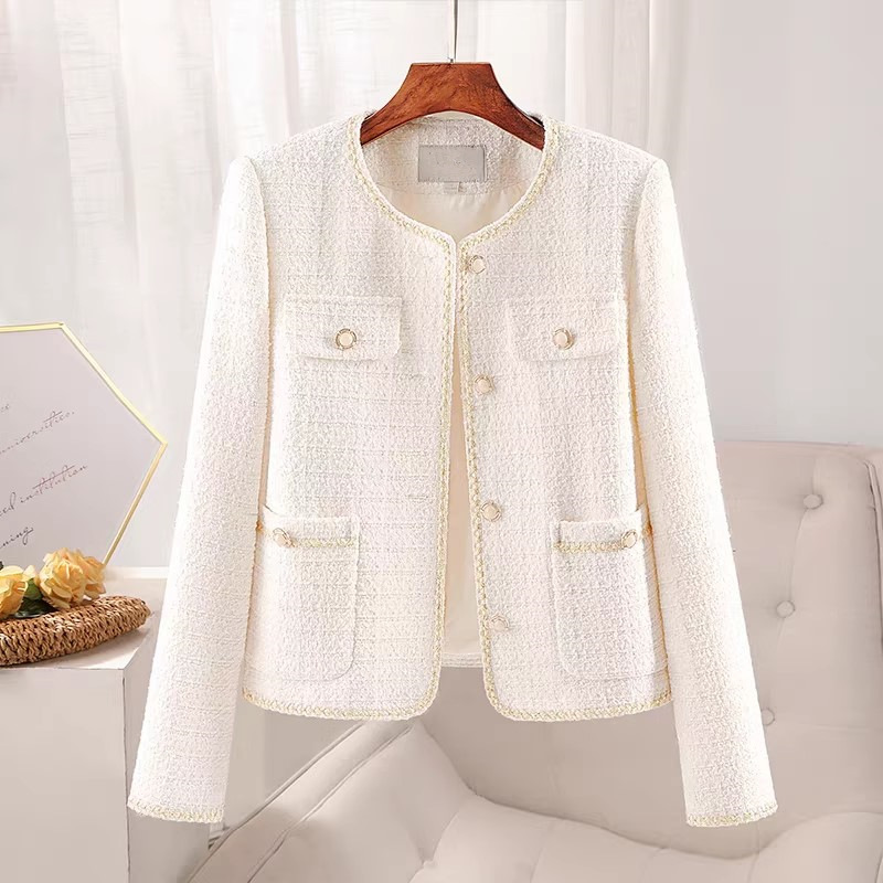 Tweed Style Jacket 2025 Spring New Women's Thick Floral Single-Breasted Slim Long-Sleeved Elegant Top