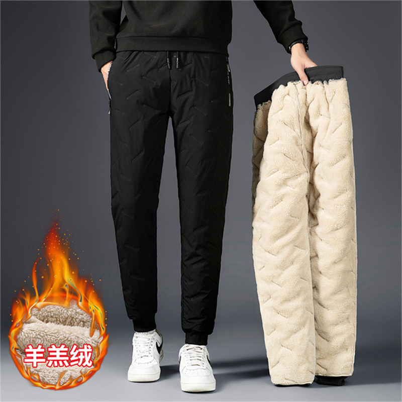 棉裤休闲裤男士保暖腰松紧羊羔绒大新款加厚秋冬码长加绒御寒裤子