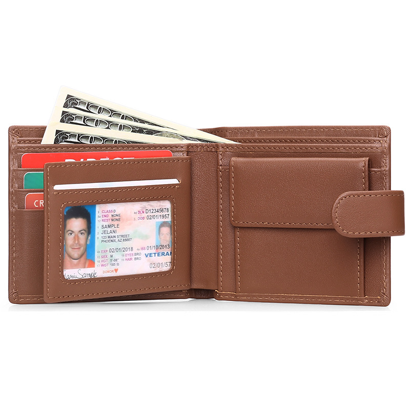 2022年新款男士短款钱包头层欧美风短款短夹真皮卡包零钱包现货