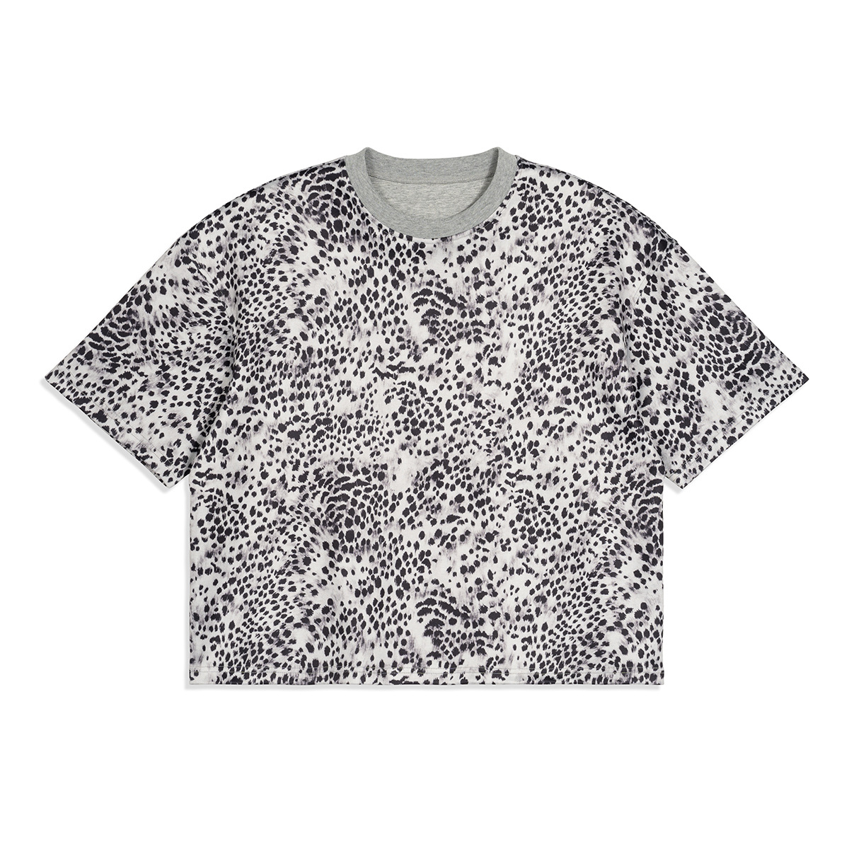 Calle de moda personalidad doble cara vestido leopardo camiseta de manga corta verano nuevo corto ancho cuello redondo chaqueta casual hombre