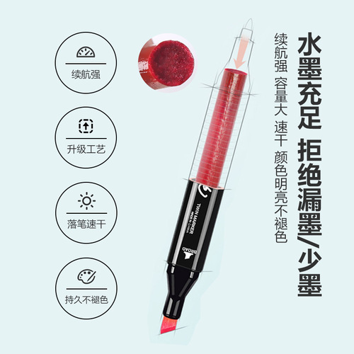 Multi-color marker pen set wholesale double-ended painting children's watercolor pen alcohol oily student comic color brush