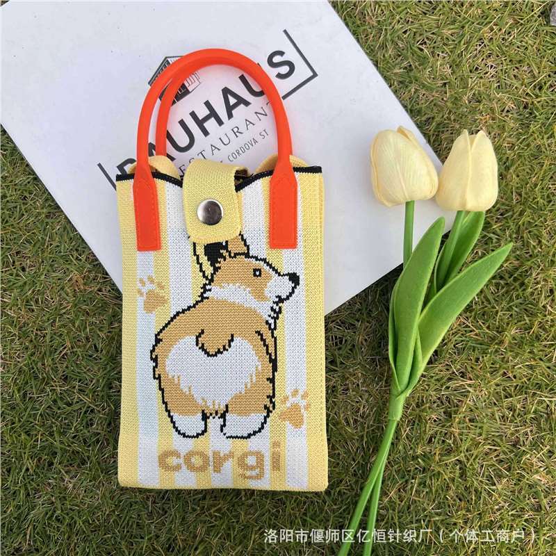 新款卡皮巴拉针织手机包时尚潮流百搭卡通可爱单肩包手拎斜挎包包|undefined