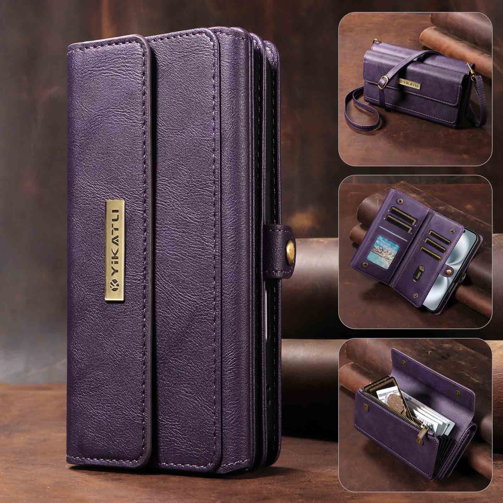 适用三星A56手机壳A36女斜挎保护套A17多功能A34风琴拉链卡包皮套