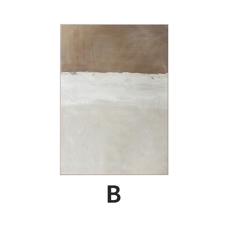 沈白日本式の寂しい赤貧乏風の装飾画の客間のソファーの背景の壁画の双連の抽象的な色の塊のベージュ色の掛け画