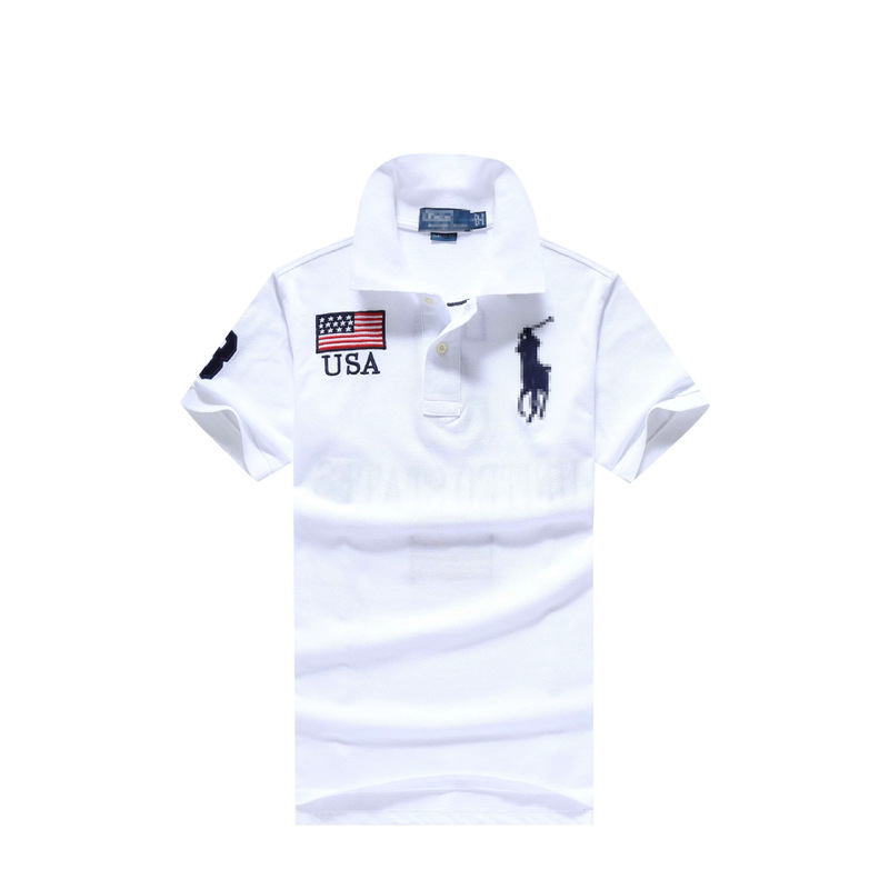 Summer Flag Men's POLO Shirt with Turn-down Collar, Embroidered Horse, Pure Cotton, Casual Plus Size Top, T-shirt, Short Sleeve Polo
