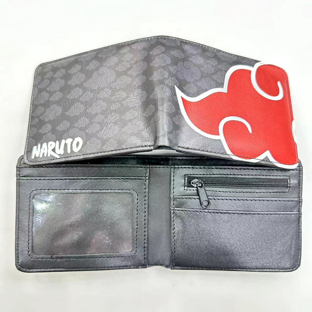 Hokage billetera Ninja Boy Sasuke Naruto nuevo tipo de bolso de tarjetas, bolso de cambio de dibujos animados Fuego Nube, cartera de cambio PU, bolso de piel