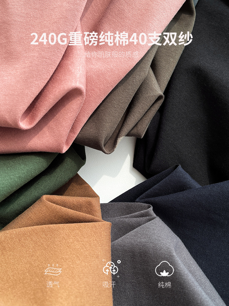 240g de algodón pesado 40 de doble hilo blanco camiseta de manga corta hombres y mujeres con el mismo estilo 2025 nueva pareja camiseta de todo fósforo