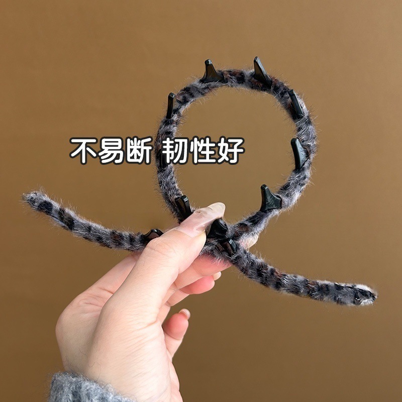 韩系豹纹带齿波浪发箍女款高颅顶发根蓬松神器洗脸压发卡头箍发饰|undefined