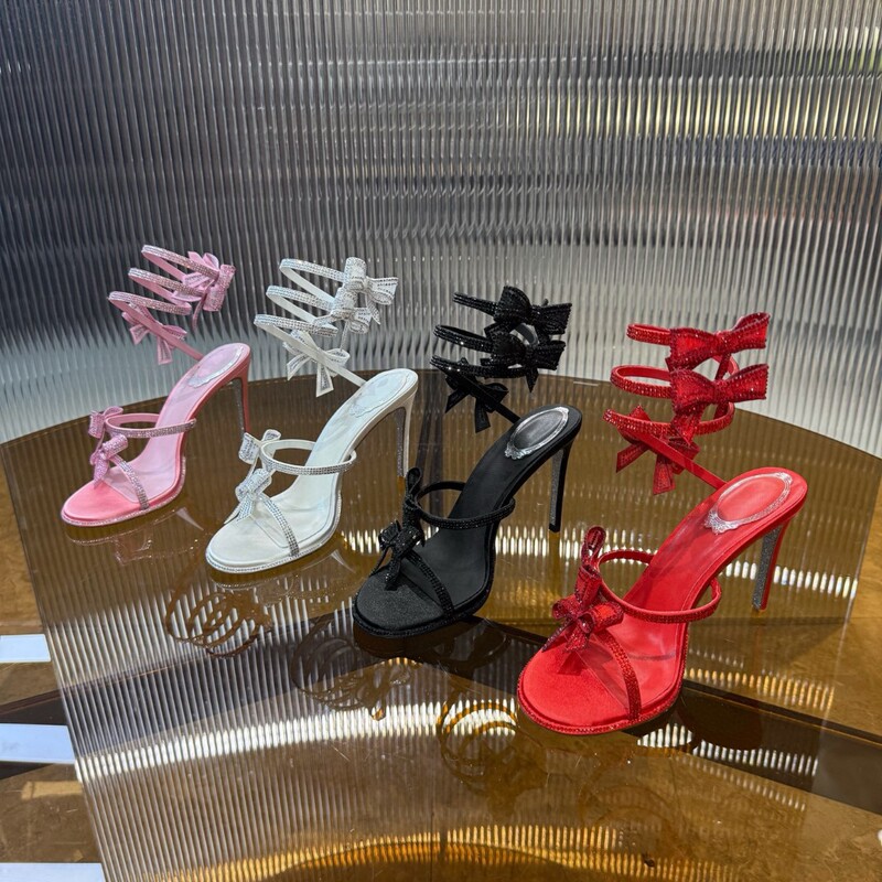 Spot 2025 New High Version Imported Ribbon Snake-Shaped Lace Crystal Diamond Upper Pearlescent Goatskin High Heels for Women Spot 2025 New High Version Imported Ribbon Snake-Shaped Lace Crystal Diamond Upper Pearlescent Goatskin High Heels for Women
