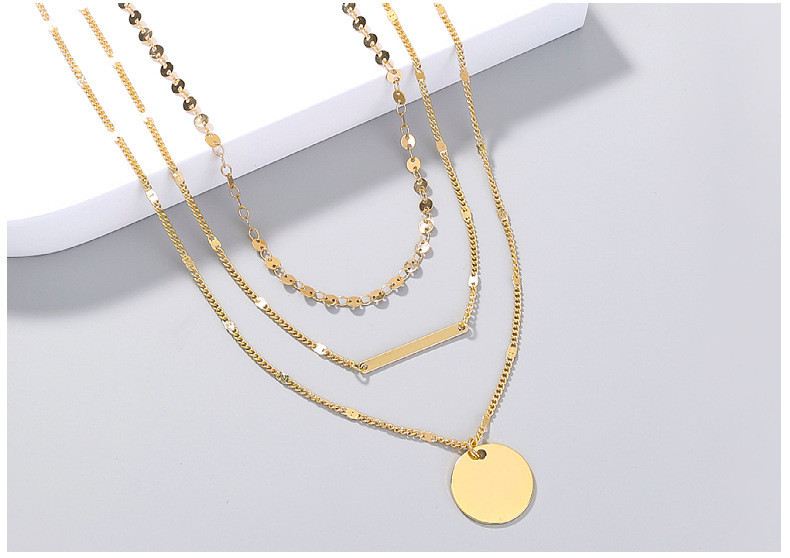 Fashion Simple Round Brand Clavicle Chain Retro Multi-layer Necklace Jewelry display picture 4