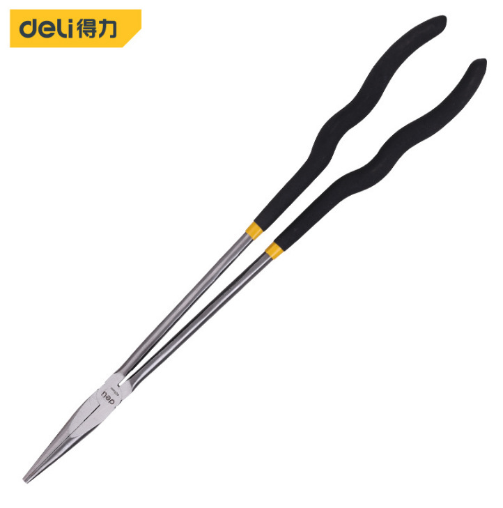 得力工具16寸加长尖嘴钳子粘塑胶柄夹持钳 DL21011 DL21016尖嘴