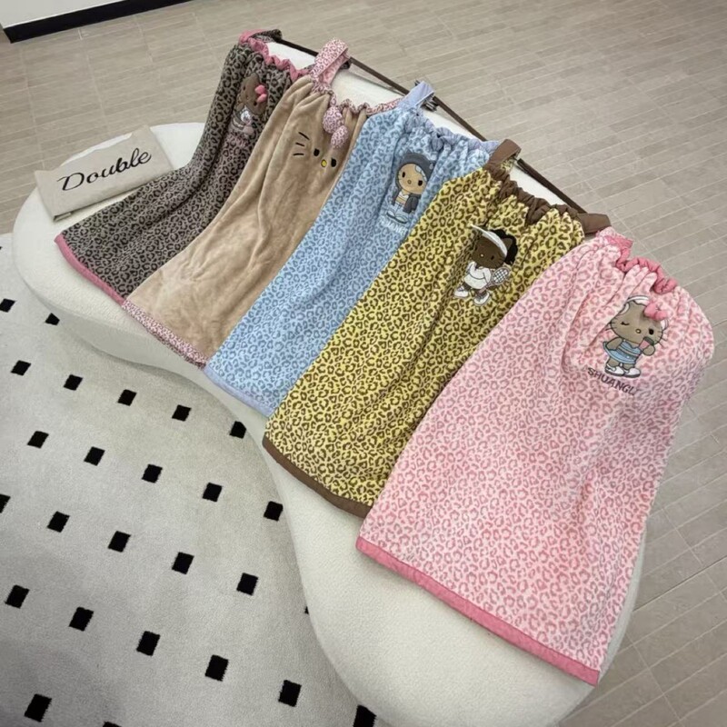 Leopard Print Kt Series Coral Velvet Dry Hair Cap Bath Skirt Tube Top Bath Towel Wearable Bath Towel Embroidered Dry Hair Towel Soft Leopard Print Kt Series Coral Velvet Dry Hair Cap Bath Skirt Tube Top Bath Towel Wearable Bath Towel Embroidered Dry Hair Towel Soft