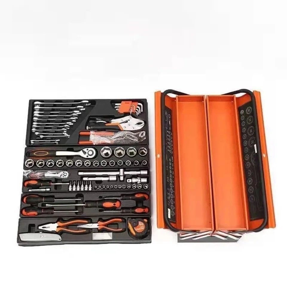 85-Piece Auto Repair Set Large Three-Layer Tool Box Thickeneded Hardware Tool Set Tool Box Multi-Layer Foldableing Tools
